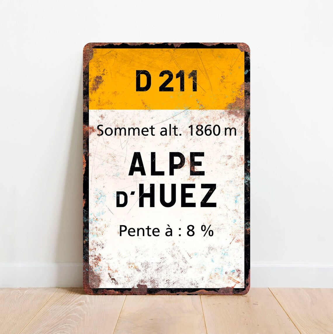 Alpe D’Huez – Vintage Style Tour de France Fietsbord